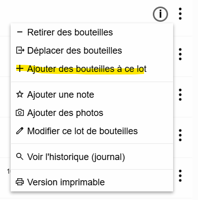 PlatsNetVins's tweet photo. Une nouveauté dans la gestion de cave de https://t.co/UoBsb2rKhH : la possibilité d'ajouter rapidement de nouvelles bouteilles à un lot existant, lors d'un rachat du même vin/millésime/informations/prix/cépages... https://t.co/LkKv9In1lp