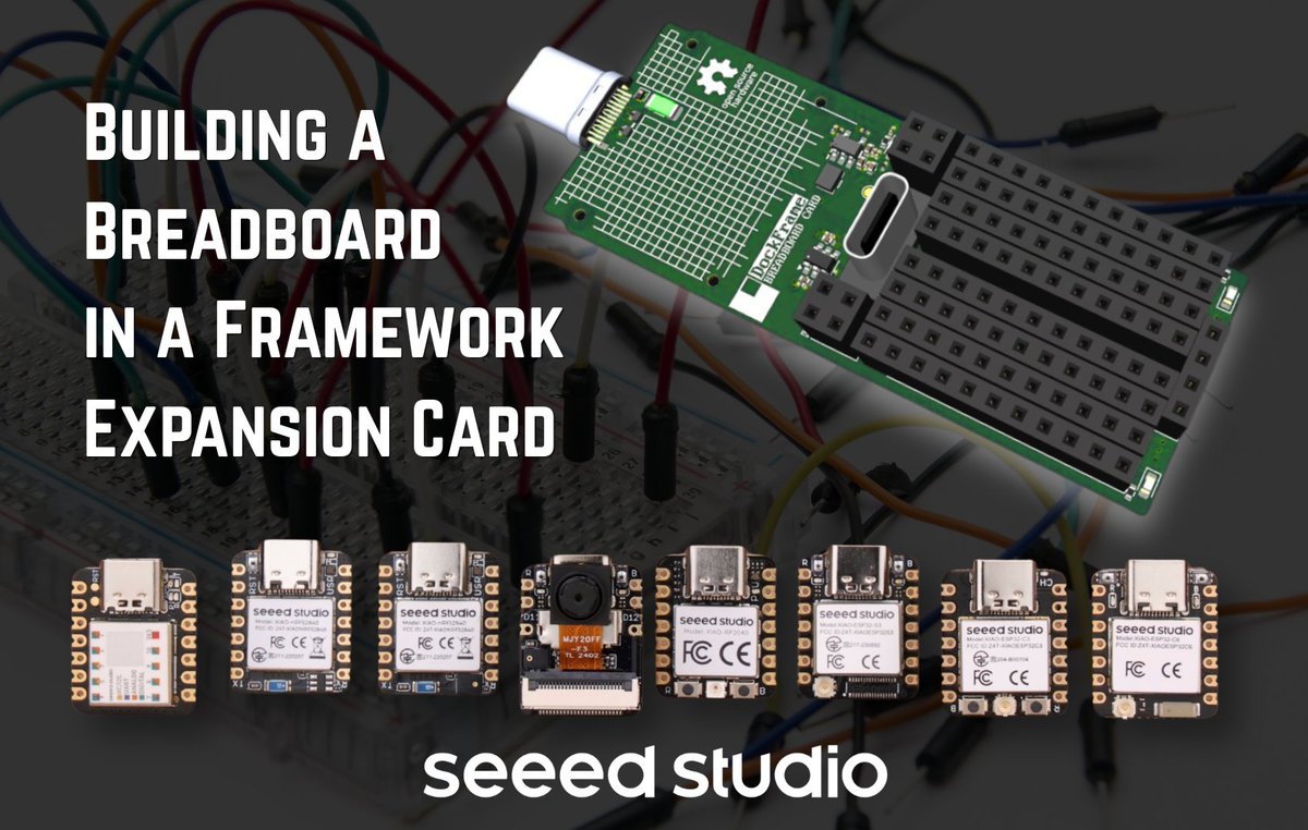 hwmedialabllc's tweet photo. Building a Breadboard in a @FrameworkPuter  expansion card.

Drop a small dev board in the socket, prototype in a slot of your dock. Any @seeedstudio #XIAO or compatible footprint fits. Protected 5V/3V3, breadboard pins, USB passthrough.

Post: https://t.co/0kf5Dn8kXR

#DockFrame https://t.co/8rJ4BV94CB