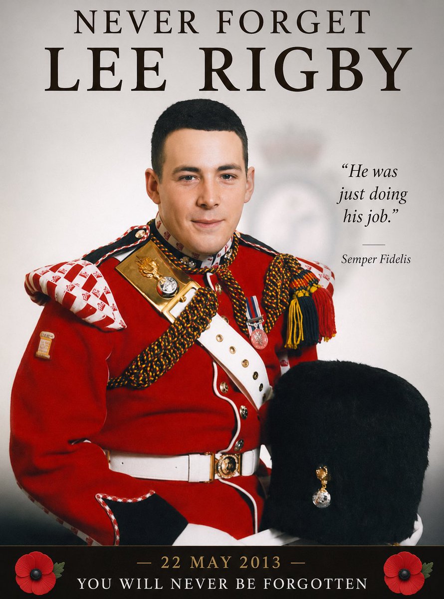 Mofoman360's tweet photo. This is Lee Rigby 

He was murdered on a British street in 2013 

He is a hero 

Never forget him 

RIP Lee 🙏🏻🙏🏻🙏🏻 https://t.co/MD71vvkzX2