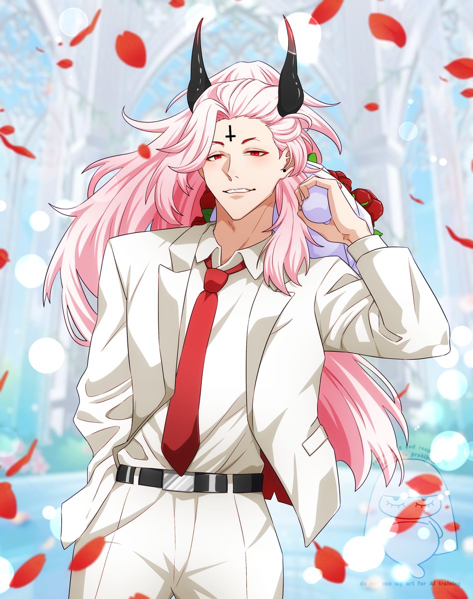 pinktofuu's tweet photo. wedding!satan 😊

#地獄のどこが悪い #whatinhellisbad #WHB https://t.co/h0O0ecZ6Am
