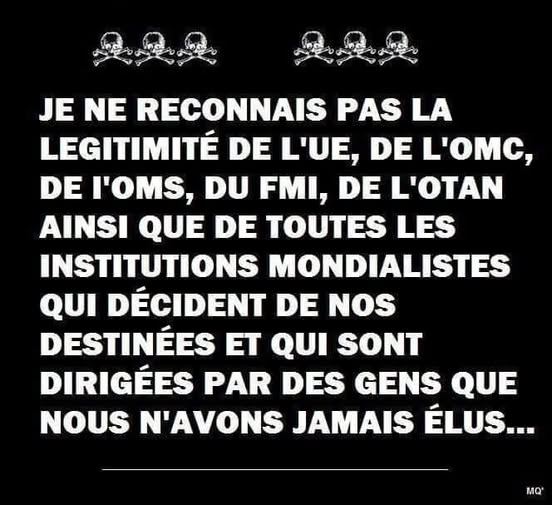 conspjustice's tweet photo. Si vous pensez comme moi et beaucoup d'autres français au sujet de la totale ILLÉGITIMITÉ DE CES ORGANISMES DONT LE BUT EST D'ÊNTERRER NOTRE SOUVERAINETÉ ET NOS LIBERTÉS.
AUCUN CANDIDAT PRÉSIDENTIELLES QUE LES GRANDS MEDIAS  VOUS PROPOSES NOUS AIDERA À EN SORTIR 👿 https://t.co/Ivw4IQHQMk