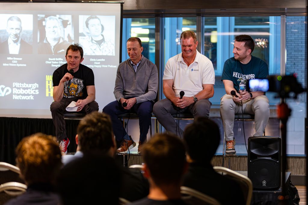 RoboPGH's tweet photo. 🎙️ Manufacturing Happy Hour x Pittsburgh Robotics Network is live. Recorded in Pittsburgh, Chris Luecke sits down with tech leaders from Hellbender, Seegrid, and Mine Vision Systems to talk physical AI scaling in critical industries.

🎧 Listen now: https://t.co/2HvkJn5gev https://t.co/25rKs97iU2