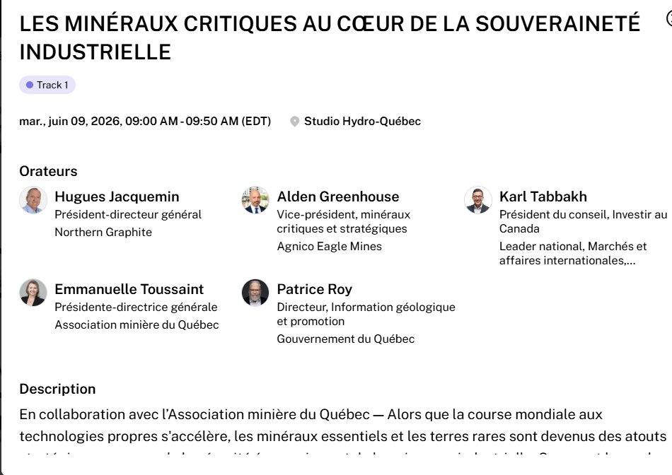 TSXV_NGC's tweet photo. Rejoignez-nous à la Conférence de Montréal le 9 juin, où Hugues Jacquemin se joindra à certaines des figures de proue du secteur minier canadien pour une table ronde LES MINÉRAUX CRITIQUES AU CŒUR DE LA SOUVERAINETÉ INDUSTRIELLE, à 9 h au Studio Hydro-Québec. https://t.co/jZgr2bw9wx