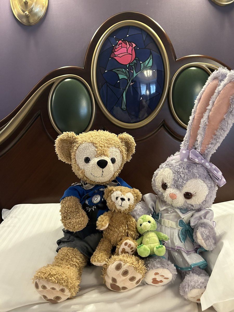 chibiDUFFY's tweet photo. 金曜午後から1.5日、遊び尽くした〜✨
25周年シー→ランドホテル（美女と野獣ルーム）→ランド❣️

おチビさんは最推しのベルに会えて大興奮‼️

私はダッフィー グッズをいっぱい買えて大興奮🤣

楽しかったぁ✨ https://t.co/y8fnuwVDmt