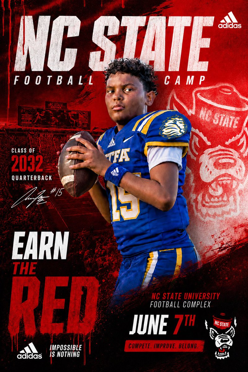 LiljoivanQB's tweet photo. I will be attending the @StateCoachD @PackFootball  camp tomorrow excited to see my family compete and get better! @CoachAlexFaulk  @baylintrujillo @Royals__FB    @JeffConawayTFA  #TJW #NCState #Wolpack #1Pack1Goal https://t.co/mi1KuwrX8X