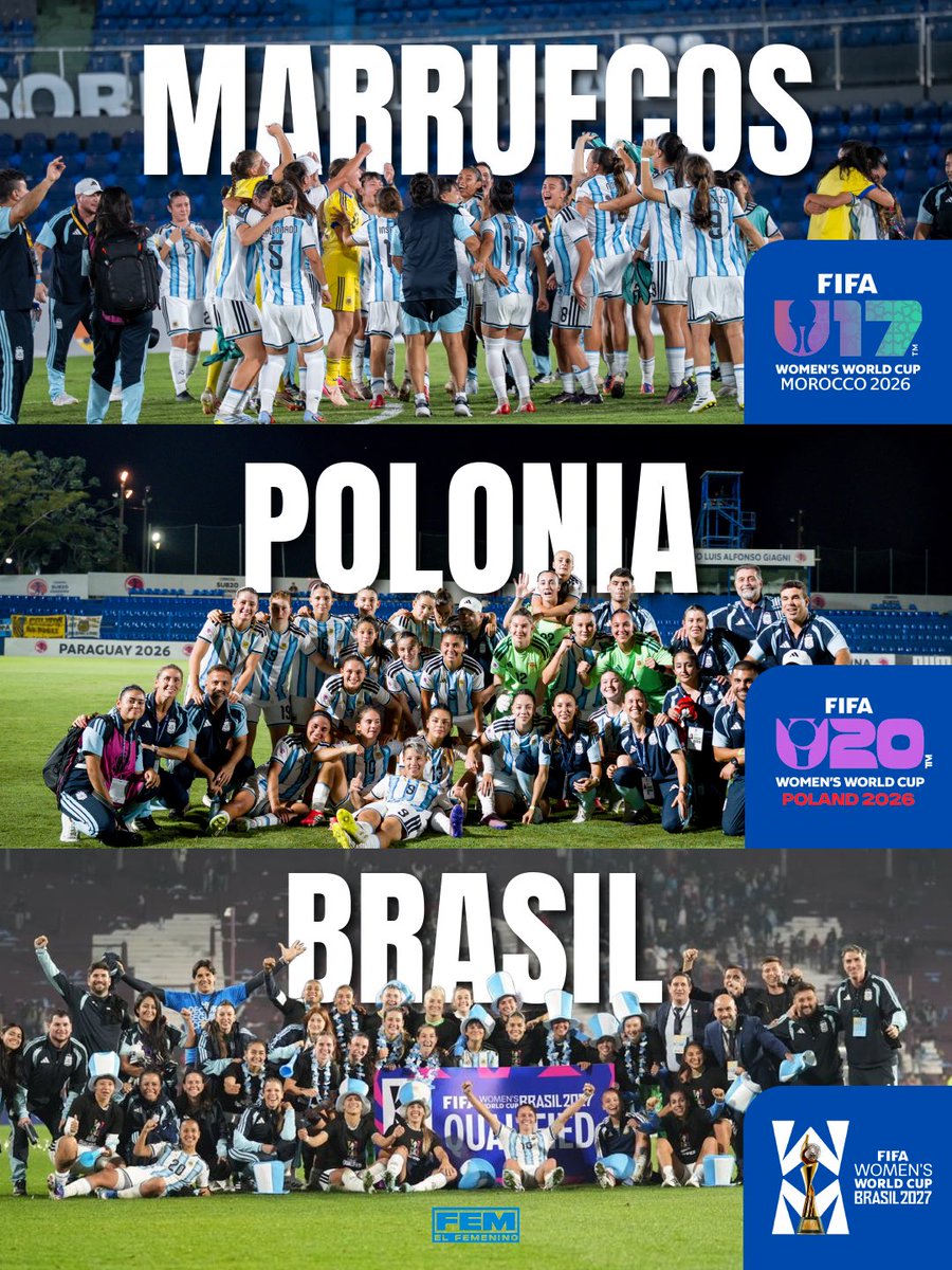 FemeninoAFA's tweet photo. ¡Histórico! 🇦🇷 

Por primera vez en la historia, la tres selecciones argentina sub-17, sub-20 y la mayor se clasificaron al mundial de cada categoría.

#Argentina #ElFemenino https://t.co/Dl4AsnbUAP