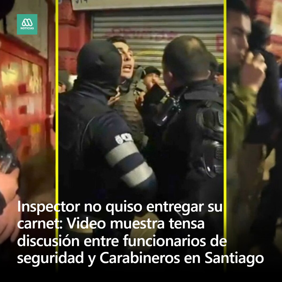 meganoticiascl's tweet photo. Revisa antecedentes de la tensa discusión entre funcionarios de seguridad de la Municipalidad de Santiago y Carabineros por una fiscalización a una vendedora de compañías telefónicas en pleno centro de la capital. https://t.co/NPo9olUpcB