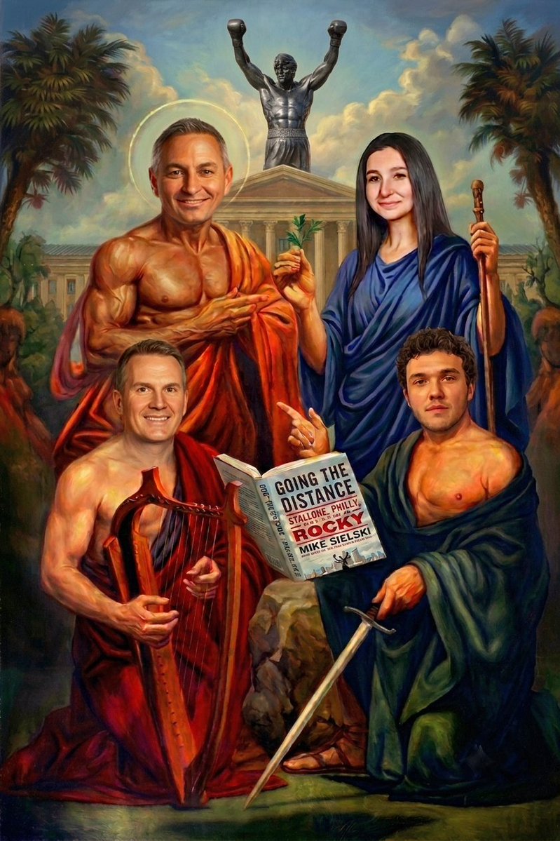 meta_215's tweet photo. In honor of last week's broadcast from the Philadelphia Museum of Art, I commissioned this painting (by one of the Fettuccines).

@REllisSports @MikeSielski @lcocco16 @vani_hanamirian https://t.co/qJtidjdKBF