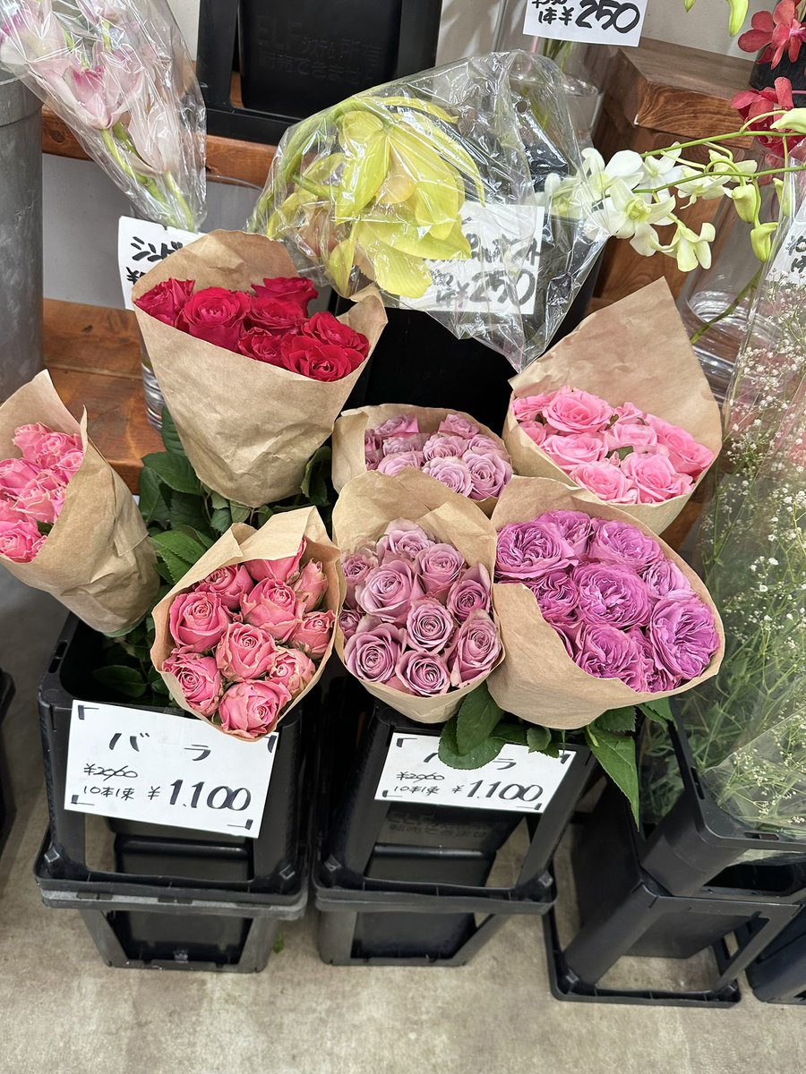 _pxll23's tweet photo. 表参道でお花買うなら🈁一択です💐
種類豊富な上に安い❗️お値段以上❗️
バラの花束¥1,100円は破格すぎる😭😭

📍フラワーマーケット花市場/表参道 https://t.co/zJKZeMdaVG