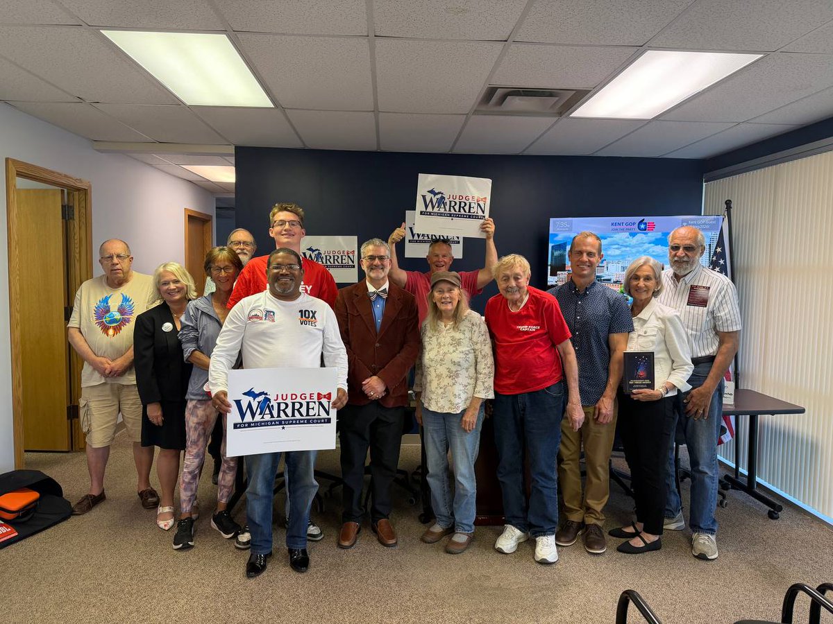 WarrenforMI's tweet photo. Great meet and greet in Grand Rapids with so many amazing people ready to help bring balance to the bench this November!

Momentum is growing across Michigan — let’s keep working for fairness, integrity, and the rule of law. https://t.co/tifZb1dLPo