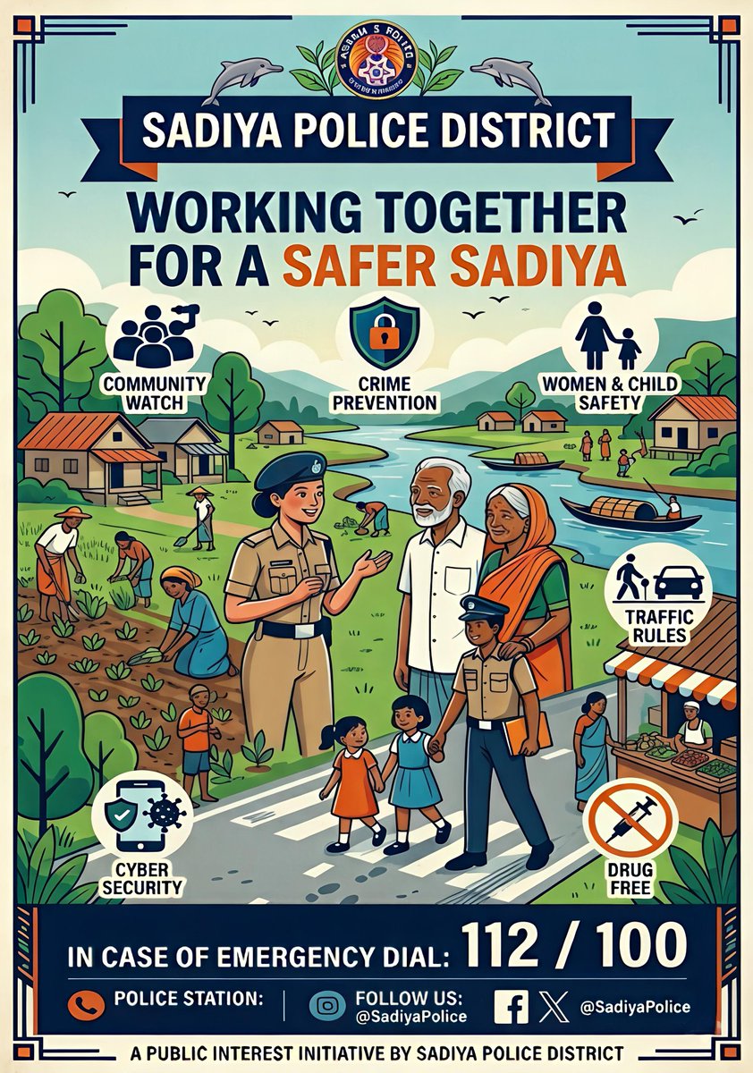 SadiyaPolice's tweet photo. Safety is not just a police job —it's a community responsibility. When we watch for each other,
crime has no place to hide.

#DrugFreeAssam #saynotodrugs #ChildSafety

@assampolice @CMOfficeAssam @HardiSpeaks https://t.co/j9FE8N3eKH