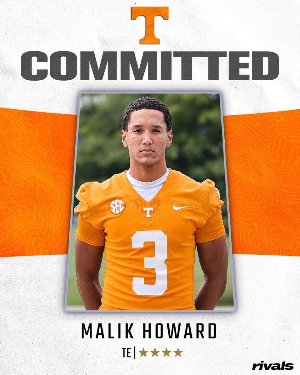 ChadSimmons_'s tweet photo. NEWS: Tennessee has been locked in on 4-star TE Malik Howard for some time, and the local playmaker has committed to the Vols. 

“The people there are really unmatched.”

Read: https://t.co/Gm9eb3qFi1 https://t.co/sJyY41gGO0