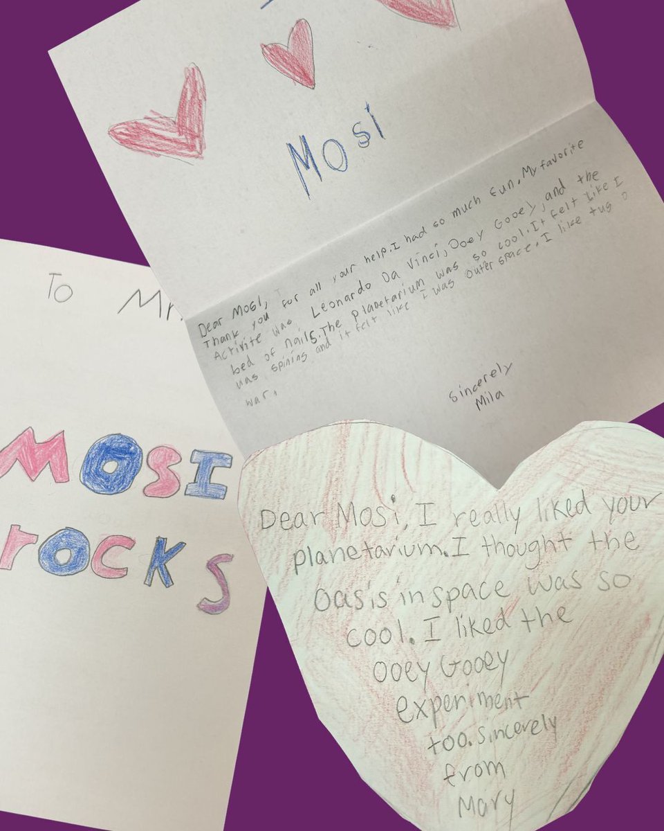 mositampa's tweet photo. The reviews are in &amp; they're straight from the experts! 

After a recent field trip, the 3rd graders from @BerkeleyPrep left us some notes about their day at MOSI. 

Learn more about bringing your class to MOSI: https://t.co/F5gyUZKwl9 https://t.co/iL1mMbbHfR