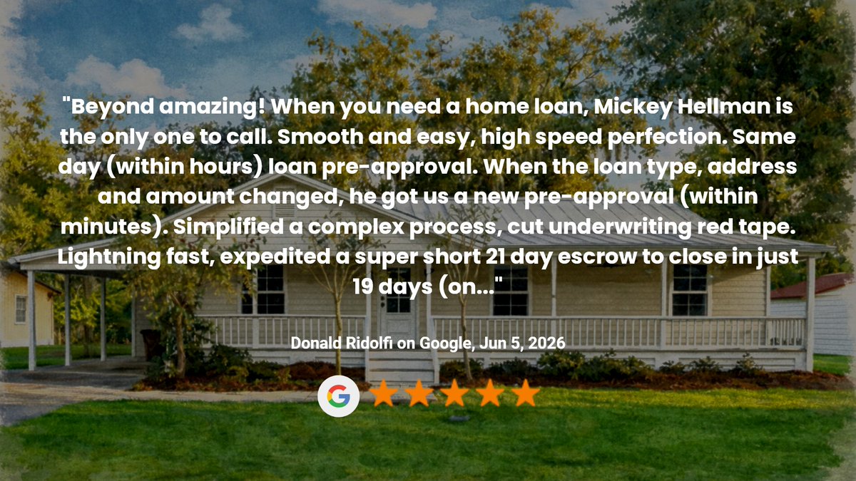 mhellman's tweet photo. Appreciation Thread! Thank you so much for your review Don & Lori Ridolfi! Who's Next?
When you Love what you do, it isn't work!

Who You Work With Matters!

Your Central Coast Mortgage Advisor 
Mickey Hellman NMLS #244724
Certainty Home Lending
3529 Mercury Dr. #1 
Orcutt/Santa Maria, Ca. 93455
(805) 878-3541