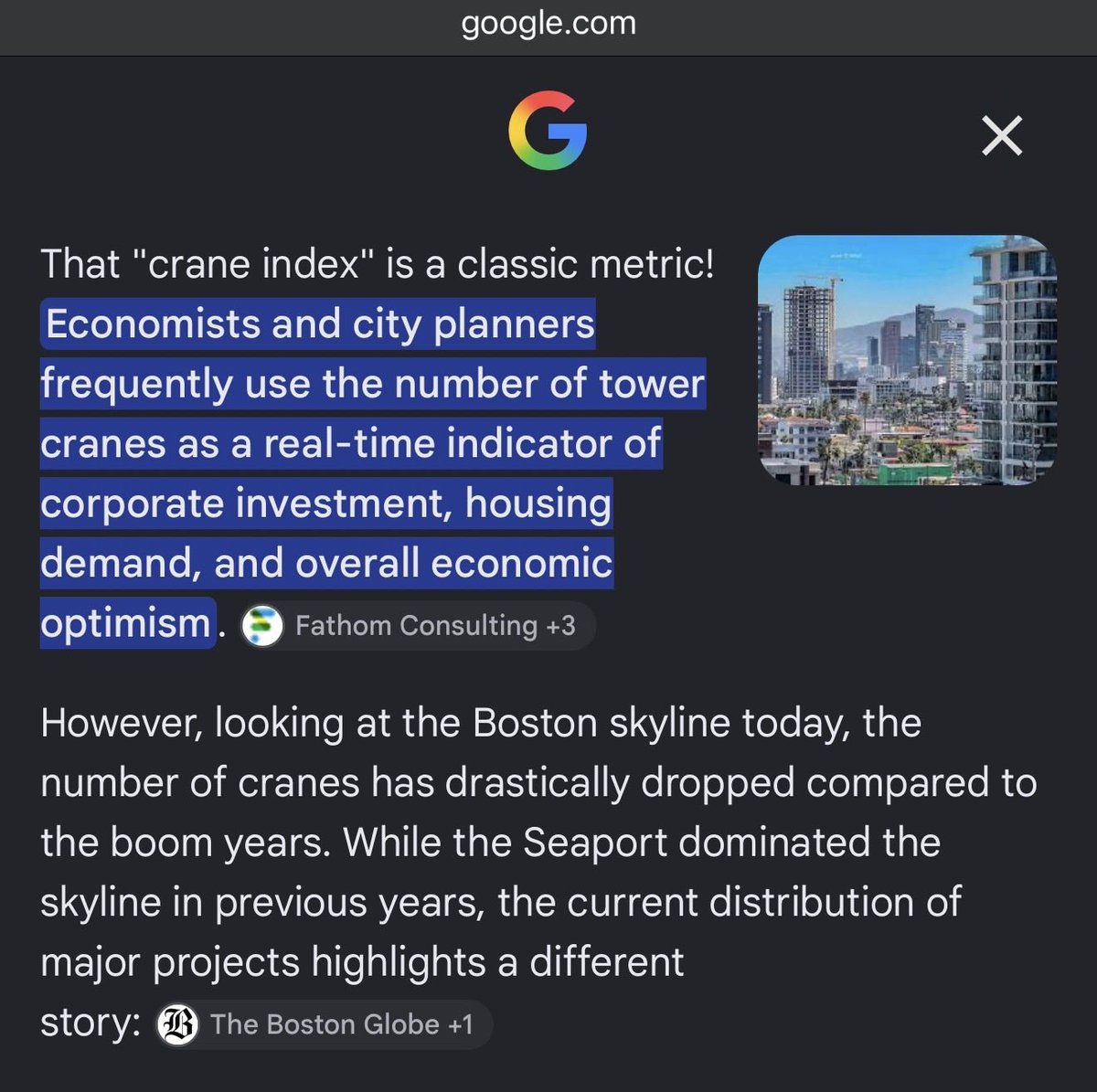 ConservaThreads's tweet photo. @mikeminoguema The “Crane Index”. I forget who said it, but somebody said you can judge the health of a city by the number of cranes you see in the skyline. https://t.co/LIWXnmiZe0
