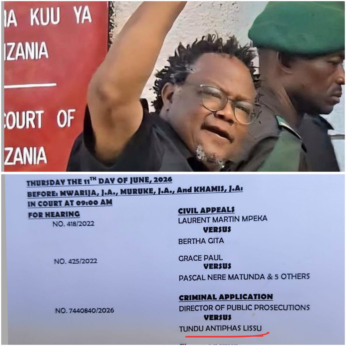 MariaSTsehai's tweet photo. Bado siku 5 👊🏽🔥
Wakazi wa Dar es Salaam ni muhimu kufika kwa wingi mahakamani kuonyesha SOLIDARITY na Tundu Antipas Lissu
Tuhakikishe tunaweka historia ya kujaza mahakama hadi nje! Na tusimwone George Bagyemu au Mafwele hapo mbele ya mahakama  kuzuia watu!
#FreeTunduLissu https://t.co/db9oSzBCUc