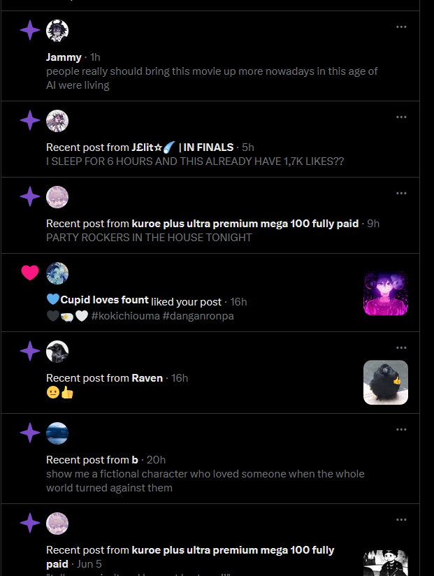 TheVioletLiar's tweet photo. // I just went back to my main and made 1 post and holy fucking shit, i think my account is dying lmao, holy purple stars, ewwwww https://t.co/PGjTiYDp9l