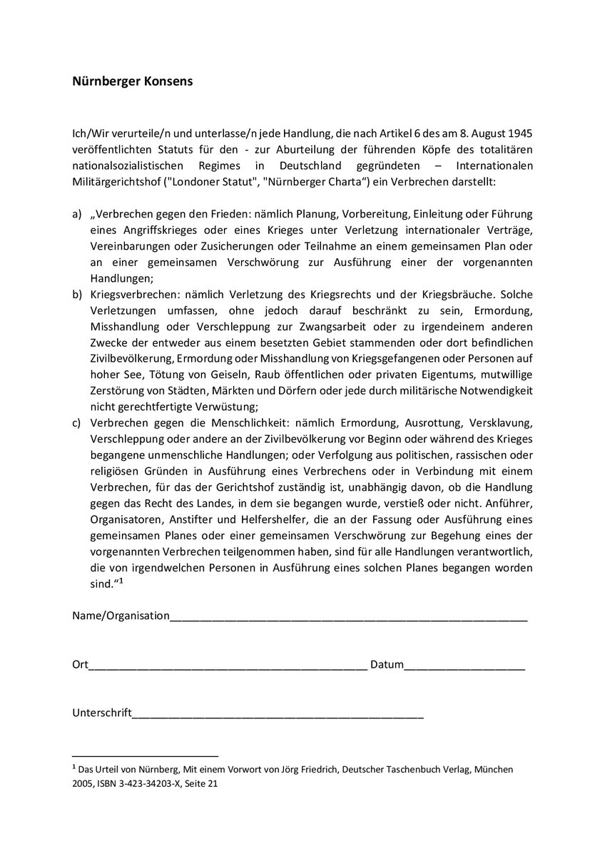 RainerStablo's tweet photo. @Alice_Weidel Mit der Unterzeichnung dieses Nürnberger Konsenses durch die @AfD würde die Brandmauer endgültig obsolet und ein Neustart in eindeutiger Abgrenzung zu den Verbrechen des Nationalsozialismus glaubwürdiger: https://t.co/kzT8mn6Dhq