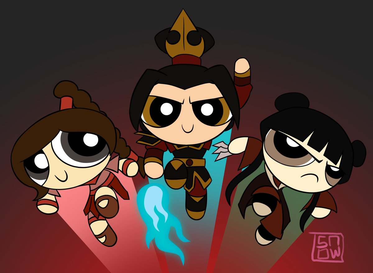 FRIERENanime_'s tweet photo. Avatar x powerpuff girls

art by @obsidian_dread https://t.co/8BkD01Qzzt