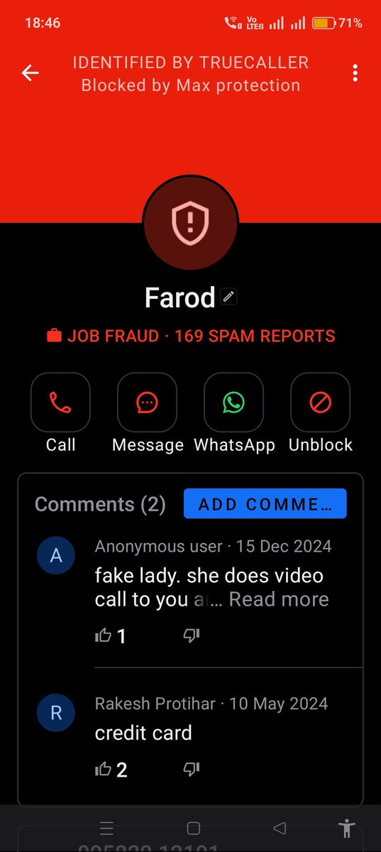 TLankeshwar's tweet photo. @HeroFinCorp your recovery agent (📞 95820 12191) harassed me today. When I asked for Name + Employee ID + Agency Name — SILENCE. Truecaller says: 169 SPAM REPORTS 🔴 JOB FRAUD. RBI rules say disclose identity. 7 days to respond or I go to @RBI_Ombudsman. #BorrowerRights #NBFC https://t.co/u3G7wGl14d