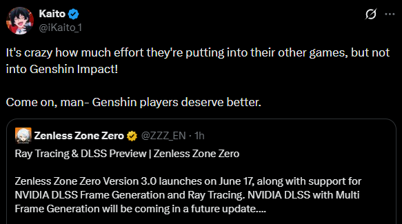 chrono732's tweet photo. Crazy, I know, but GI doesn't really need it. Not with its artstyle and design. But who knows, GI might get an upgrade sooner or later. Just don't go doomposting. https://t.co/VxfwikfkFP