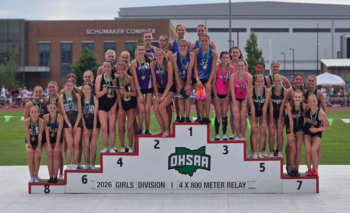Justin2Coach's tweet photo. Your girls Division 1 4x800m State Runner ups, surpassing last year’s school and Lorain County Record! Congratulations Olivia Pajak, Jessica Pendleton, Kaitlyn Reese, and Molly Suter! 🦅 #together https://t.co/vdikvr06U8