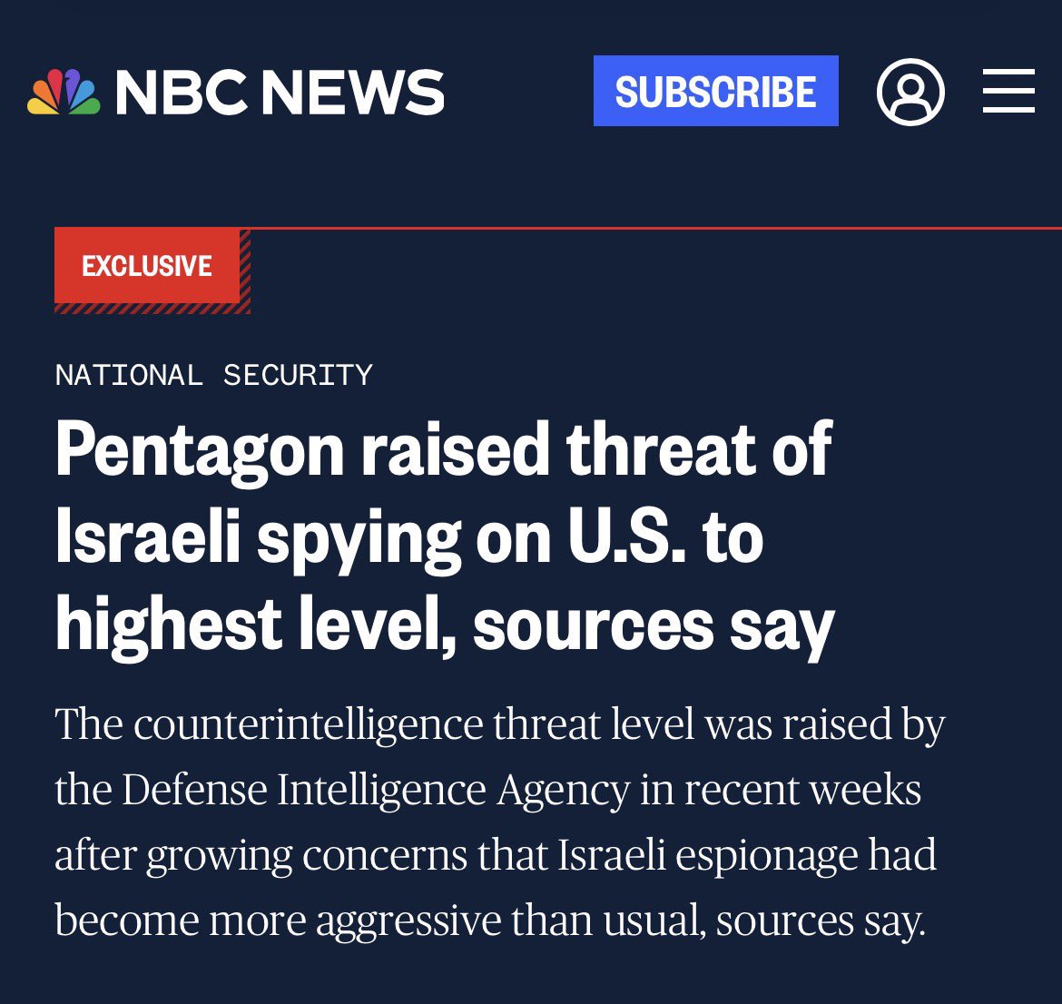 FmrRepMTG's tweet photo. The Pentagon raised threat of Israeli spying on the U.S. to the highest level and AIPAC is openly cheering Republicans for section 224 in the NDAA that merges our military with Israel’s military.
Our government is being captured.

https://t.co/kn27xVrGep https://t.co/gqDsAHW0w1