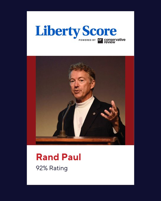 SONYYks's tweet photo. The Liberty Score from @CR is one of the most honest measures of whether a politician walks the walk. No spin. No credit for empty talk. A 92% rating tells you I am one of the few in Washington actually voting the way conservatives deserve. My record speaks for itself. https://t.co/dfrKOndFpL