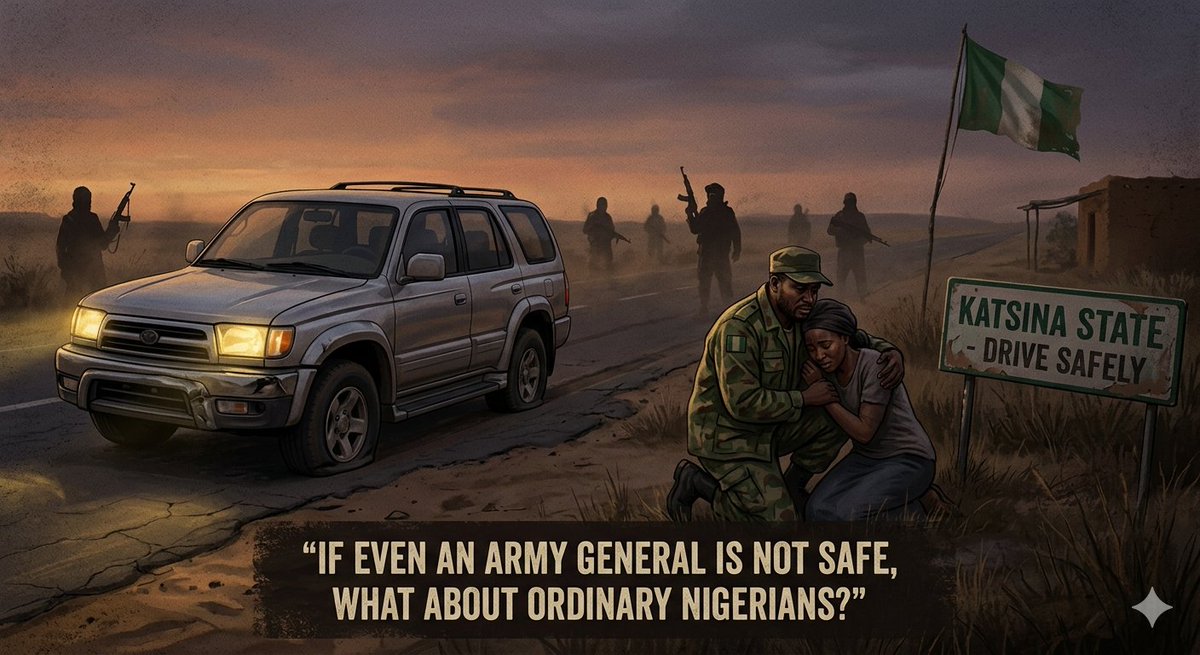 makinta_umar's tweet photo. This is heartbreaking because when even a retired Army General can be kidnapped on a Nigerian highway, what hope is left for ordinary citizens?

Bandits have just released a video of Major General Rabe Abubakar (rtd) and his wife, abducted on the Matazu highway in Katsina. A man who once defended this nation and understood security from the inside, now reduced to another victim in captivity. This is no longer just “news" This is a terrifying warning that insecurity has reached the highest levels.

If those trained to protect us are no longer safe on our roads, then farmers, students, traders, and everyday Nigerians are living in constant fear. We cannot normalize this. A country where highways have become hunting grounds is crying out for urgent action, accountability, and real leadership.

How many more painful reminders do we need before insecurity is treated as a true national emergency?

May God protect every innocent soul traveling on Nigerian roads, grant swift safety to those still in captivity, and give our leaders the courage to act decisively Ameen.  

What will it take for us to finally demand better?