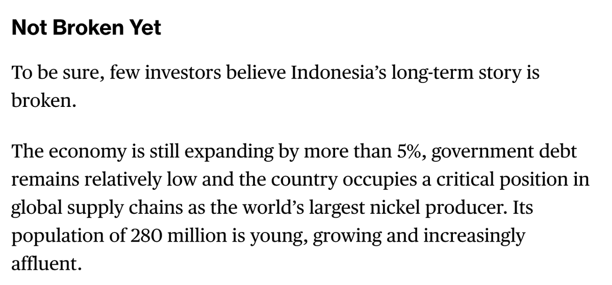 _raiputra's tweet photo. @tigorsiagian Exactly. Bloomberg juga nulis ini kok di artikel tsb. Saat ini lagi banyak kekisruhan yang terjadi dan bertubi-tubi. Lagi di-test aja market-nya. Balik lagi ke cara pemerintah manuvernya gimana.

Walaupun, to your point Pak, enggak tahu 'few investors' ini siapa 🤣 https://t.co/wtTavFRkGO