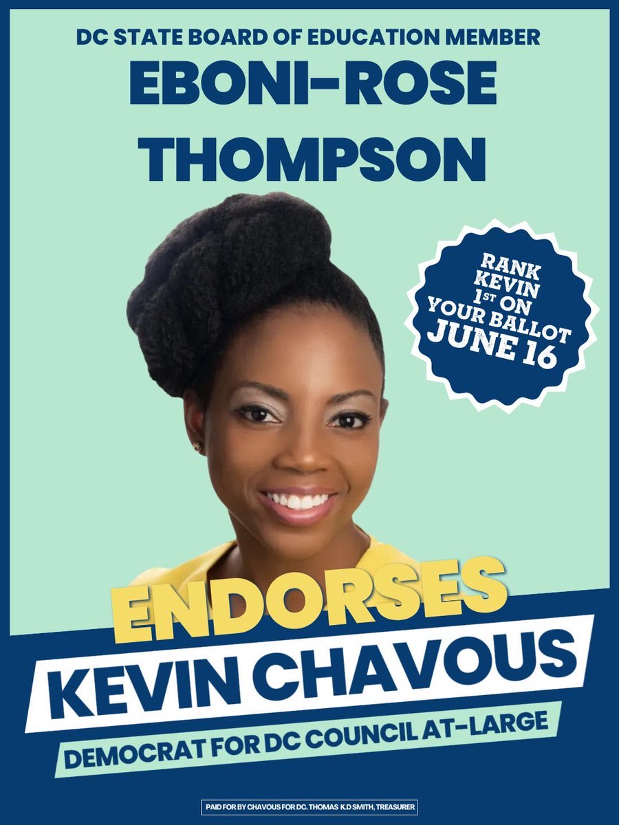 KevinChavous's tweet photo. I’m honored to have earned the endorsements of Ward 7 State Board of Education Representative Eboni-Rose Thompson and Ward 7 Education Council Chair Dr. Marla Dean — two incredible leaders who have dedicated their lives to this community. Their support means everything. https://t.co/a2GjYfGn7g