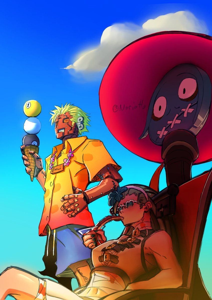 Noriatto's tweet photo. Beach ggst ABA and Robo-Ky C0mm for @softestdrinks https://t.co/SZVhCEYxDc