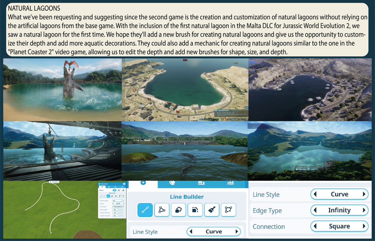 MunozArad's tweet photo. @JW_Evolution Hi @JW_Evolution , greetings from the community, fans, and players. The update is fantastic, but we hope that in future updates and DLCs you'll add the most requested and suggested features, such as a variant for the Cretaceous Cruise, natural lagoons, aquariums, and more. https://t.co/NeQXmyilsP