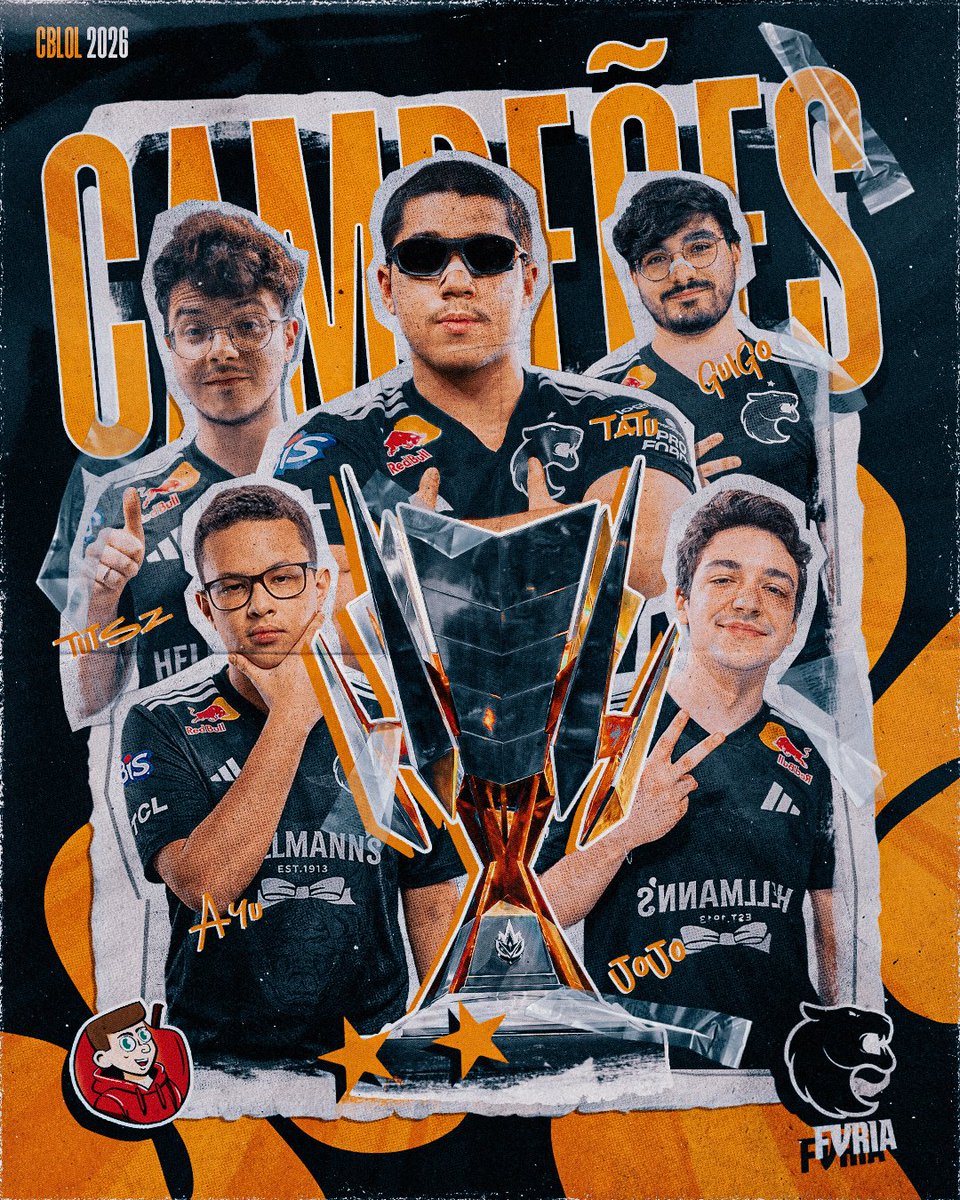 BraatzDesigner's tweet photo. FURIA BICAMPEÃ DO CBLOL 🏆🏆

#CBLOL #DIADEFURIA #LEAGUEOFLEGENDS #FURIA https://t.co/Fni9Hitygi