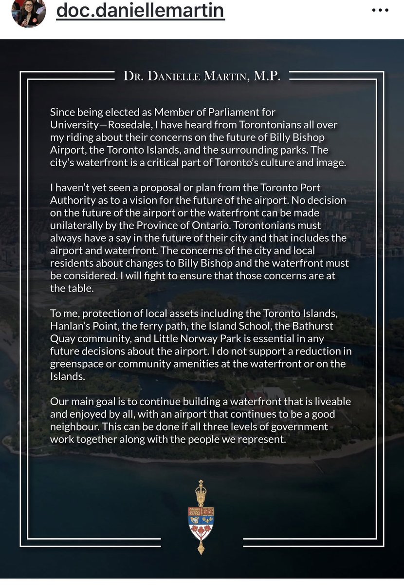 not_mycloset's tweet photo. From MP Danielle Martin University - Rosedale her full comments on the Billy Bishop airport. 👇🏼👇🏼👇🏼 https://t.co/EglGMrtcpT