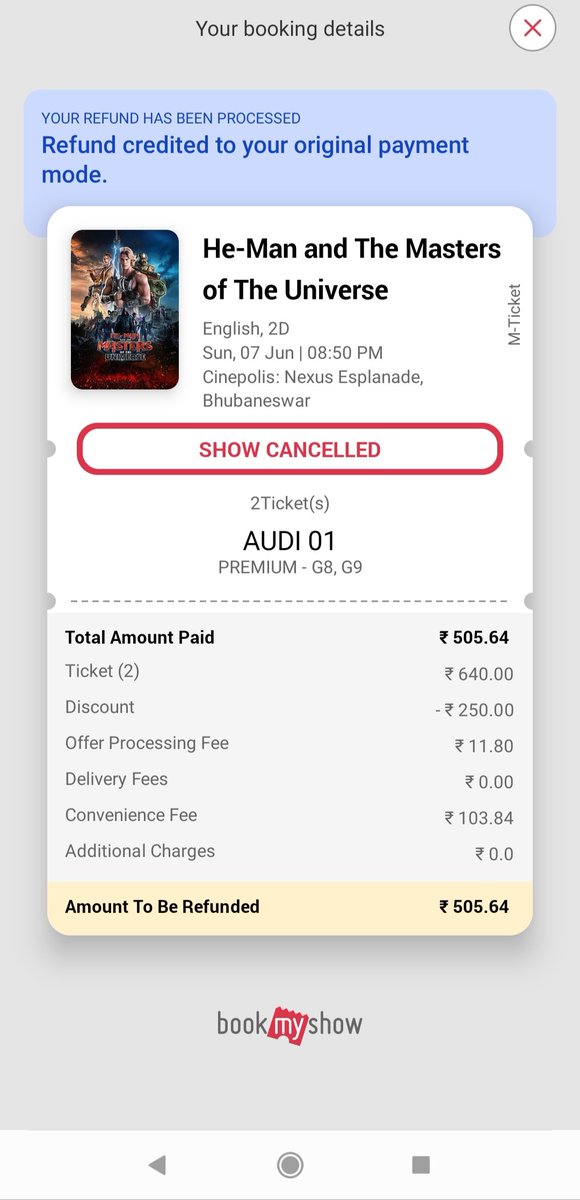 mahazhell's tweet photo. @bookmyshow_sup Are you robbing customers?why did you cancel our show and why did you refund 505.64? You should return the whole amount of 755.64 i mean we will use a bank coupon and book and you people will cancel the show and waste my bank coupon. Now who will give that amount? https://t.co/k3SXznmpxO