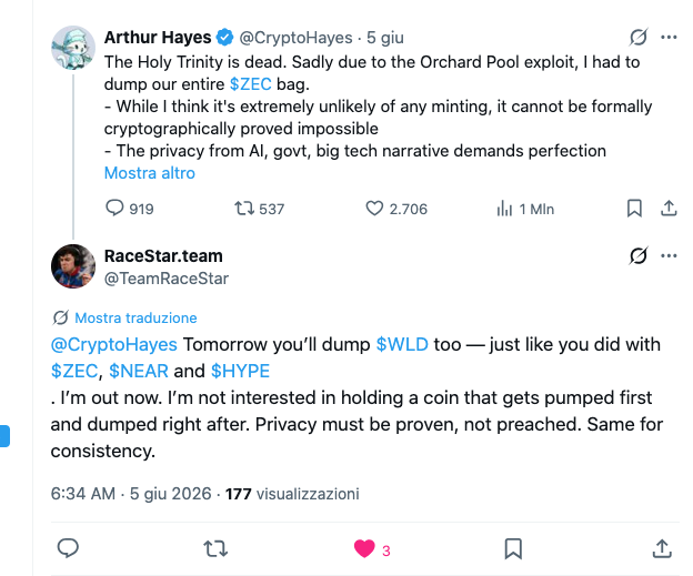 TeamRaceStar's tweet photo. @CryptoHayes sei solo un Buffone!! https://t.co/bYXmHQCK4J