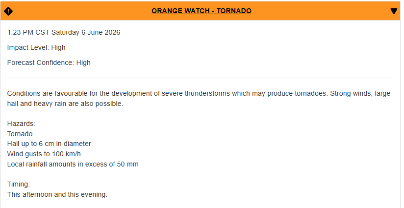 Orange level tornado watch has been issued for portions of southeastern ...