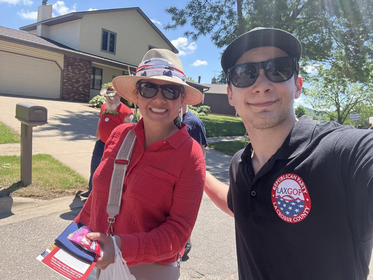 JordanBriskeyWI's tweet photo. La Crosse County Republicans were proud to participate in June Dairy Days in West Salem today! 🇺🇸🥛

Thank you to our Congressman @derrickvanorden and Keith Purnell, our Republican candidate for the 94th Assembly District, for joining us as we celebrate Wisconsin’s dairy farmers.

Thank you to both leaders for connecting with our community!