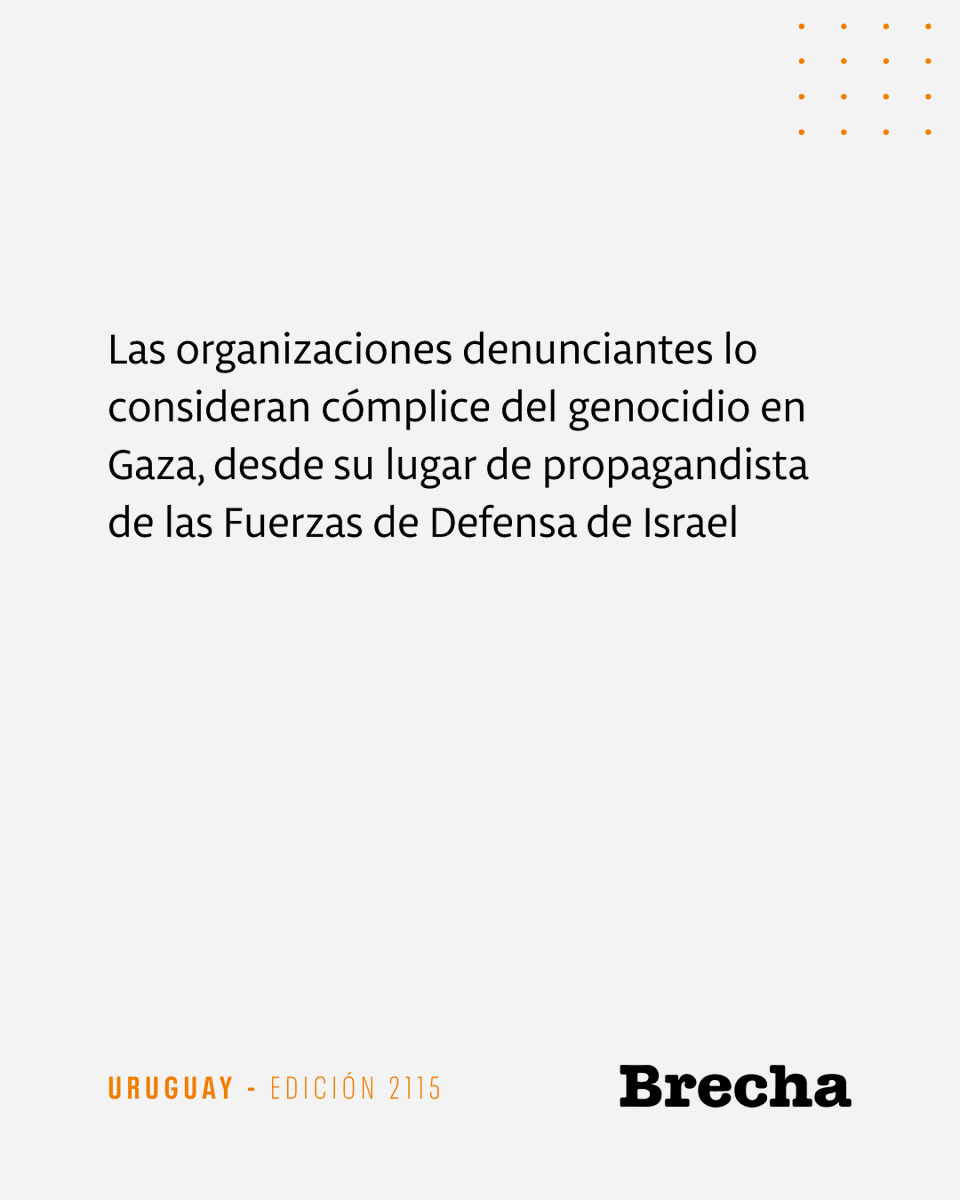 SemanarioBrecha's tweet photo. 📰 El brazo largo de la ley

El uruguayo Roni Kaplan, vocero del ejército israelí, denunciado por crímenes de guerra, genocidio y delitos de lesa humanidad

🖋️ Mariana Contreras
📸 Red social X, Roni Kaplan

Lectura libre

https://t.co/jhbBBvx7Ca https://t.co/iPBLtB0l72