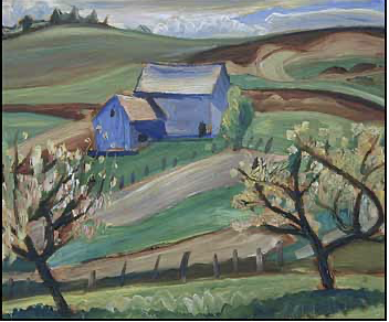 Canadian_art's tweet photo. Efa Prudence Heward, 1896 -1947, "Spring, Knowlton, Que.", 1942. Sold for $4,888.  in 2000. See "Prudence Heward: Canadian Modernist Painter", "The Women of Beaver Hall Canadian Modernist Painters", and "The Beaver Hall Group and Its Legacy". All by Evelyn Walters. https://t.co/4SveowCTGO