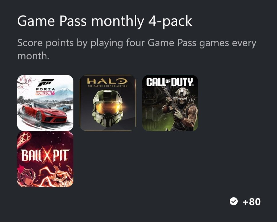 stiktweets78's tweet photo. That's my Game Pass monthly 4 pack done for June
4 awesome games
#ForzaHorizon6
#Halo2
#CODBlops7
#BallxPitt https://t.co/G0pfoIT5mw