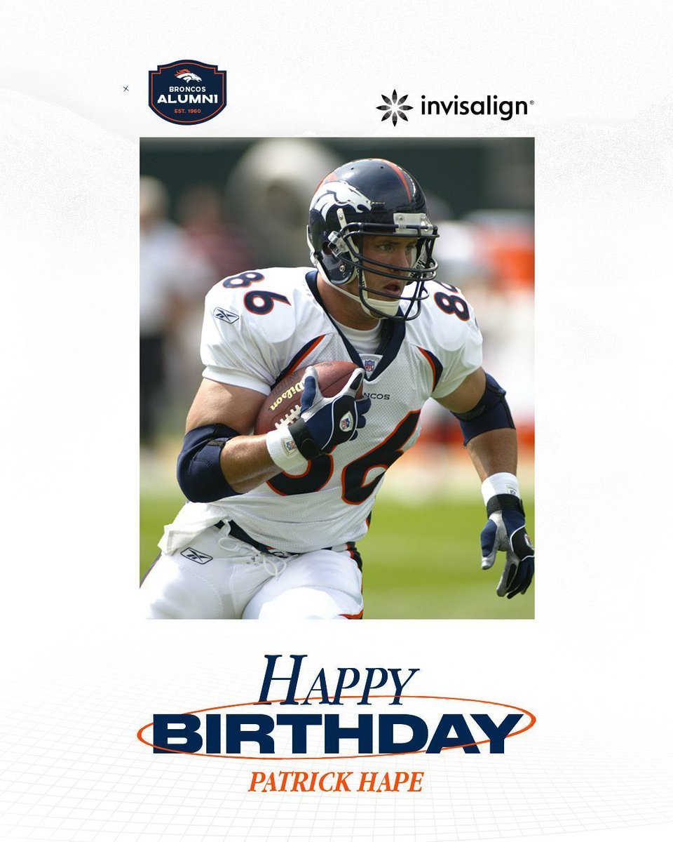Broncos_Legacy's tweet photo. RT to help us wish former @broncos TE Patrick Hape a happy birthday! 🥳 https://t.co/3qQdiQWw7w