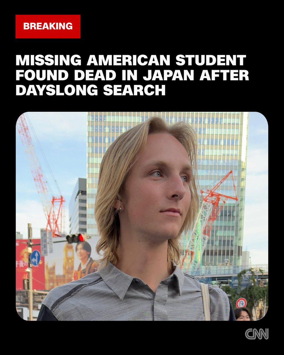 cnni's tweet photo. After a dayslong search, the body of the American student who went missing during a family vacation in Japan has been found outside Kyoto. https://t.co/zqQ0KogFar https://t.co/jzWoIuR3vk