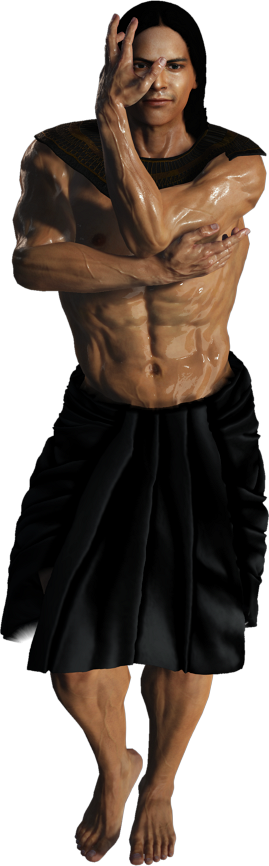 NEOLITHIC_GAME's tweet photo. @terminallyOL Random Chinese developer here. This is a design of one of my characters, just for your very manly needs. (The idea came from Jojo's pillar man.) Not all Chinese developers make feminized men. 😁 https://t.co/lo22oL1uWl