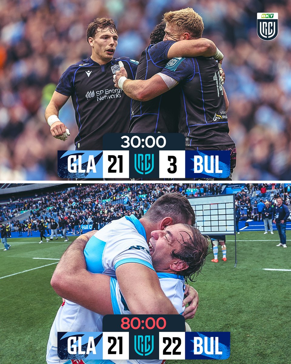 URCOfficial's tweet photo. Count them out at your own risk 🥵

What a fightback by the Vodacom @BlueBullsRugby 🐃🔥

Watch Semi-Finals history unfold, LIVE on Premier Sports 🚀

#BKTURC #URC | #GLAvBUL https://t.co/CjlW0FEwzD