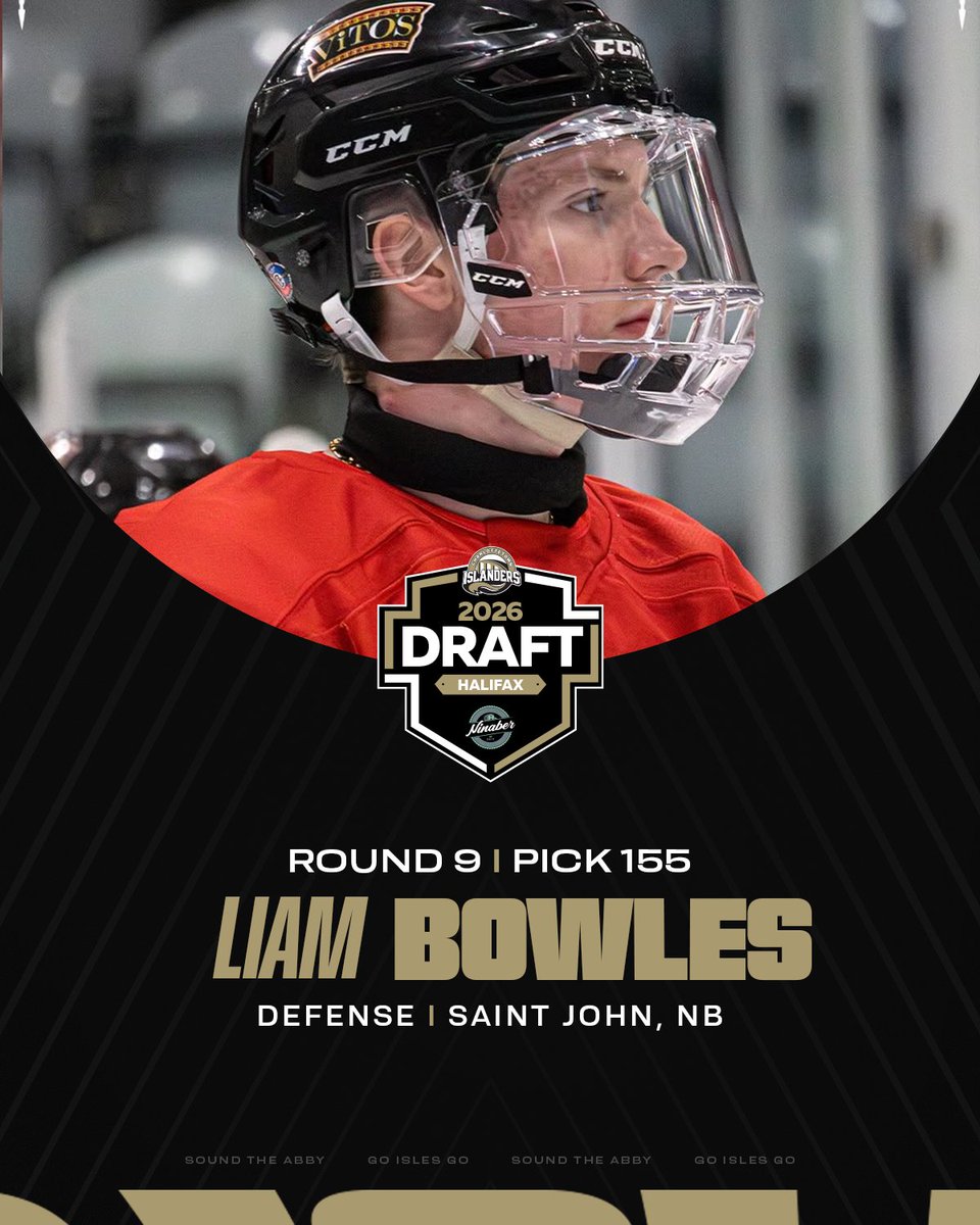 IslandersHKY's tweet photo. With pick 155 of the 2026 QMJHL Draft, we've selected Liam Bowles of the Saint John Vitos! 

Welcome to Charlottetown. https://t.co/SATexKbifi