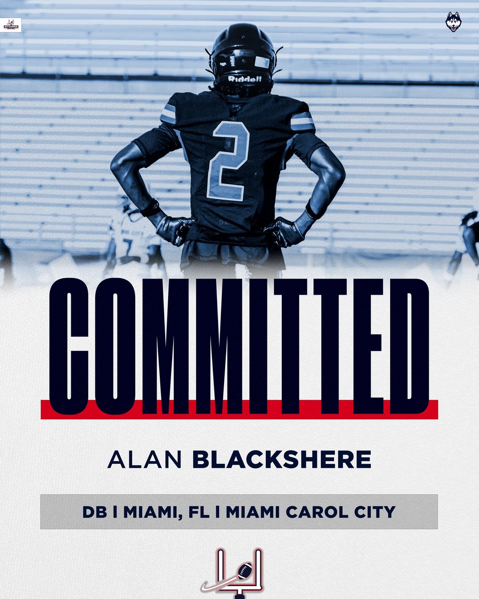 StorrsCentral's tweet photo. DB Alan Blackshere has committed to UConn, he announced on Instagram 

The star safety out of Miami chose UConn over Missouri, Oklahoma &amp; Oregon

An incredible get for the Huskies this morning 🔥🔥 https://t.co/s05a9RYz7X