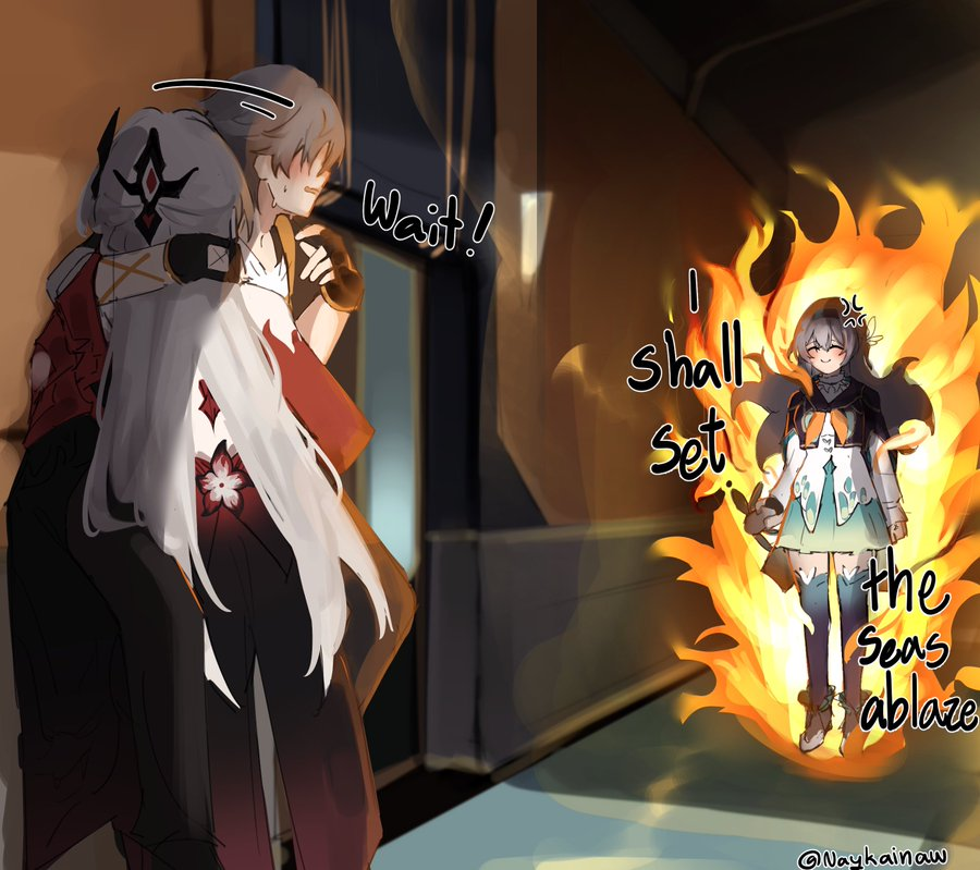 CaptainnoobYuvi's tweet photo. When your wife finds out about your GF

Artist by @Naykainaw 
#HonkaiStarRail #HSR #スターレイル https://t.co/33lgy5TEOW