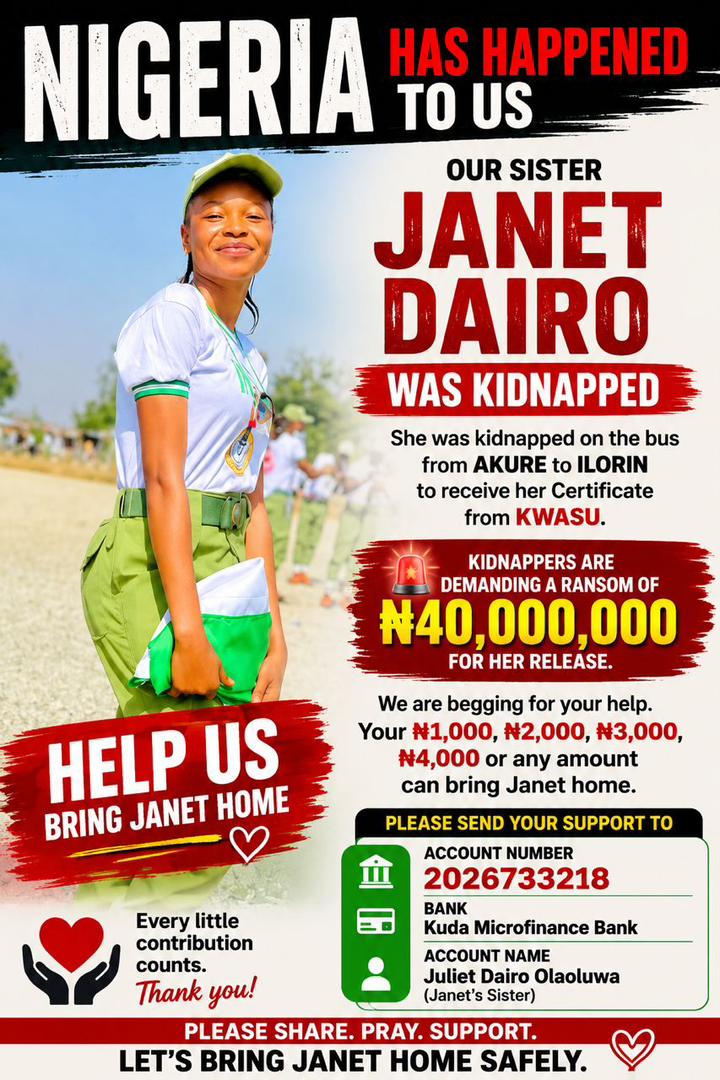 Phiynix's tweet photo. @OurFavOnlineDoc They Kidnapped my sister on June 1st on her way to Ilorin from Akure and are demanding 40M. I have been trying to upload a video but it's not going https://t.co/8go0Jmzxgq
